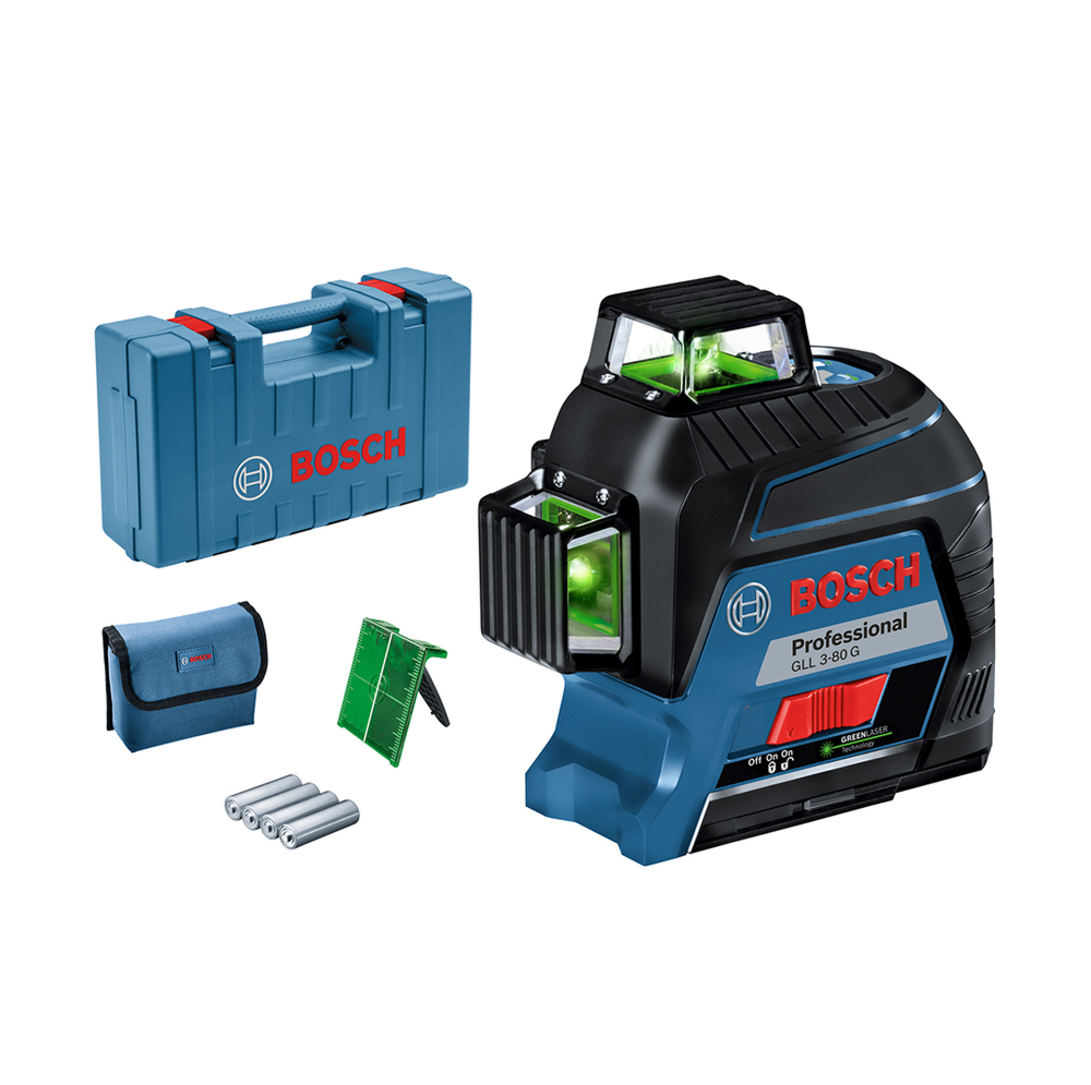 Линейный лазерный нивелир BOSCH GLL 3-80 G AA (осепостроитель, уровень)